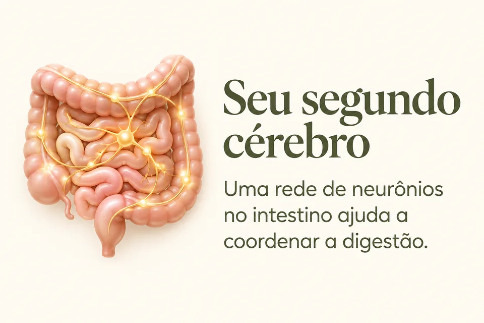 Seu segundo cérebro: uma rede de neurônios no intestino ajuda a coordenar a digestão.
