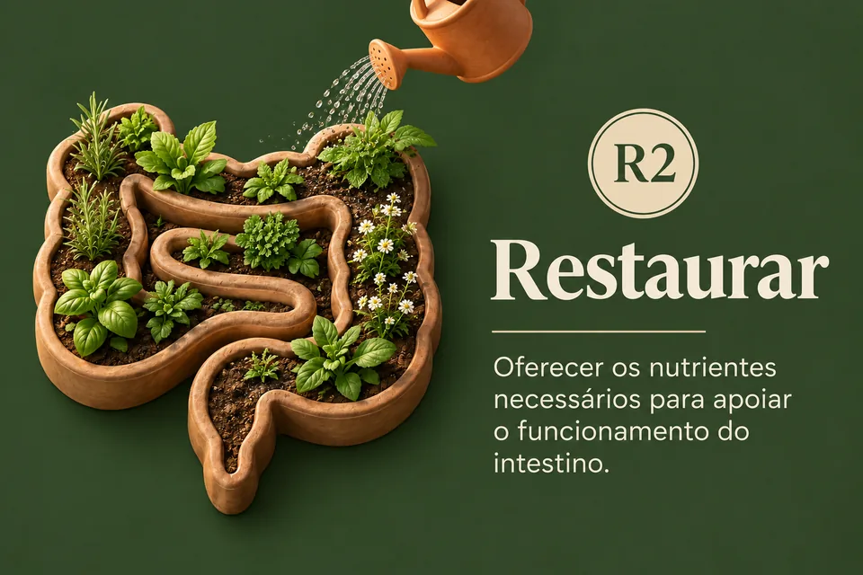R2 Restaurar: oferecer os nutrientes necessários para apoiar o funcionamento do intestino.